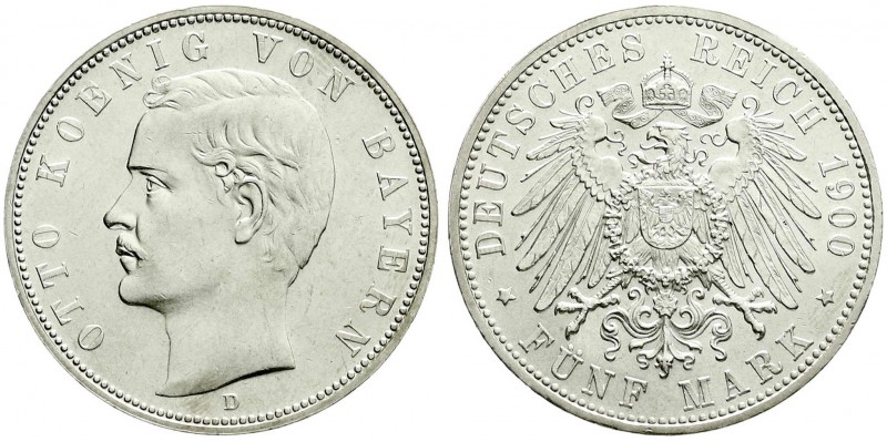 Bayern
Otto, 1886-1913
5 Mark 1900 D. vorzüglich/Stempelglanz