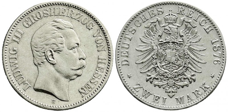 Hessen
Ludwig III., 1848-1877
2 Mark 1876 H. sehr schön/vorzüglich, überdurchs...