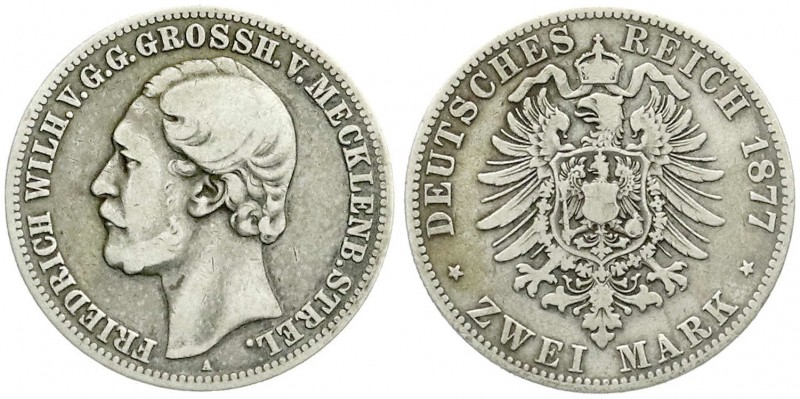 Mecklenburg-Strelitz
Friedrich Wilhelm, 1860-1904
2 Mark 1877 A. schön/sehr sc...