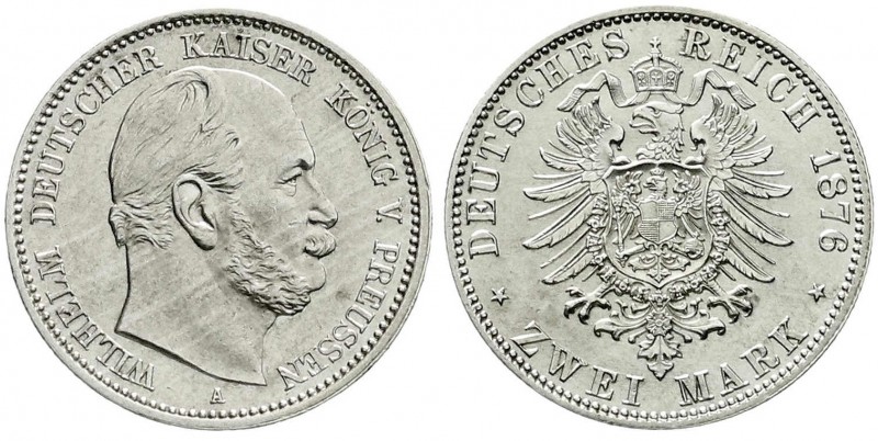 Preußen
Wilhelm I., 1861-1888
2 Mark 1876 A. vorzüglich/Stempelglanz