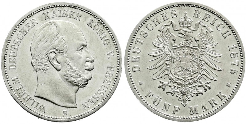 Preußen
Wilhelm I., 1861-1888
5 Mark 1875 B. vorzüglich/Stempelglanz