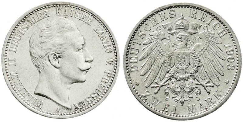 Preußen
Wilhelm II., 1888-1918
2 Mark 1903 A. prägefrisch/fast Stempelglanz