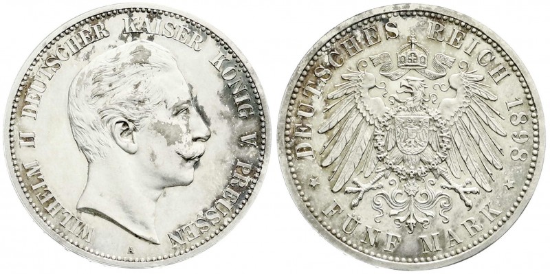 Preußen
Wilhelm II., 1888-1918
5 Mark 1898 A. Polierte Platte, leicht berieben...