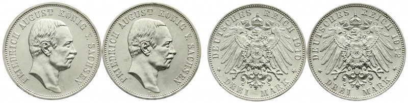 Sachsen
Friedrich August III., 1904-1918
2 X 3 Mark: 1910 E und 1912 E. beide ...