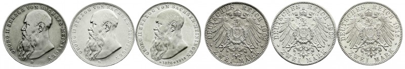 Sachsen-Meiningen
Georg II., 1866-1914
3 X 2 Mark: 2 X 1902, langer und kurzer...