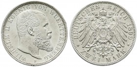 Württemberg
Wilhelm II., 1891-1918
2 Mark 1899 F. vorzüglich/Stempelglanz