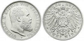 Württemberg
Wilhelm II., 1891-1918
2 Mark 1900 F. prägefrisch/fast Stempelglanz