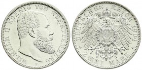 Württemberg
Wilhelm II., 1891-1918
2 Mark 1904 F. Polierte Platte, etwas berieben, selten