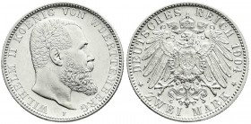 Württemberg
Wilhelm II., 1891-1918
2 Mark 1904 F. vorzüglich/Stempelglanz