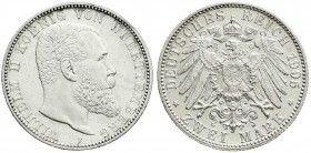 Württemberg
Wilhelm II., 1891-1918
2 Mark 1905 F. vorzüglich/Stempelglanz