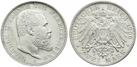Württemberg
Wilhelm II., 1891-1918
2 Mark 1906 F. fast Stempelglanz, Prachtexemplar