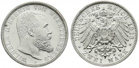 Württemberg
Wilhelm II., 1891-1918
2 Mark 1913 F. fast Stempelglanz, Prachtexemplar