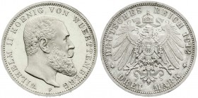 Württemberg
Wilhelm II., 1891-1918
3 Mark 1912 F. Polierte Platte, etwas berieben