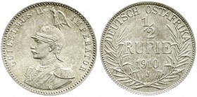 Deutsch Ostafrika
1/2 Rupie 1910 J. Polierte Platte, nur min. berührt, feine Tönung, sehr selten