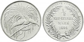 Deutsch-Neuguinea
Neuguinea Compagnie
1/2 Neuguinea-Mark 1894 A, Paradiesvogel. vorzüglich/Stempelglanz