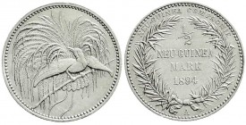 Deutsch-Neuguinea
Neuguinea Compagnie
1/2 Neuguinea-Mark 1894 A, Paradiesvogel. vorzüglich, winz Randfehler