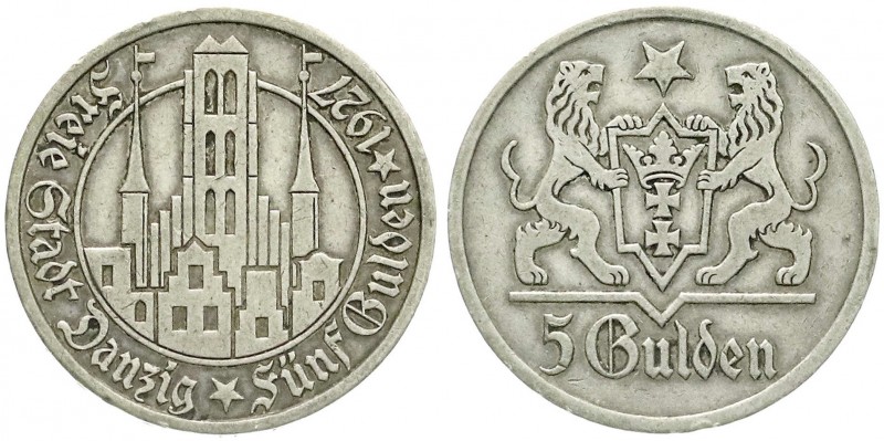 Danzig, Freie Stadt
5 Gulden 1927. Marienkirche. sehr schön