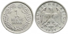 Kursmünzen
1 Reichsmark, Silber 1925-1927
1927 J. vorzüglich/Stempelglanz