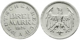 Kursmünzen
3 Mark, Silber 1924-1925
1924 A. vorzüglich/Stempelglanz