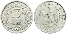 Kursmünzen
3 Reichsmark, Silber 1931-1933
1932 D. vorzüglich/Stempelglanz