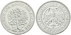 Kursmünzen
5 Reichsmark Eichbaum Silber 1927-1933
1927 J. fast Stempelglanz, Prachtexemplar