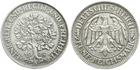 Kursmünzen
5 Reichsmark Eichbaum Silber 1927-1933
1928 A. sehr schön, kl. Randfehler