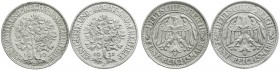 Kursmünzen
5 Reichsmark Eichbaum Silber 1927-1933
2 Stück: 1930 A und 1932 D. beide sehr schön