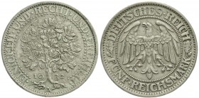 Kursmünzen
5 Reichsmark Eichbaum Silber 1927-1933
1932 A. sehr schön