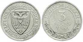 Gedenkmünzen
3 Reichsmark Lübeck
1926 A. Polierte Platte, kl. Kratzer und min. berieben