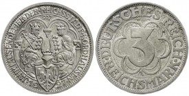 Gedenkmünzen
3 Reichsmark Nordhausen
1927 A. Polierte Platte, nur min. berührt, schöne Patina