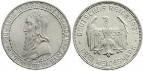 Gedenkmünzen
3 Reichsmark Tübingen
1927 F. fast Stempelglanz, winz. Kratzer