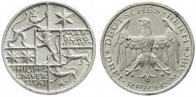 Gedenkmünzen
3 Reichsmark Marburg
1927 A. vorzüglich/Stempelglanz, kl. Randfehler