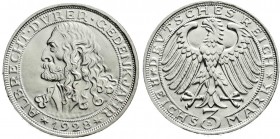 Gedenkmünzen
3 Reichsmark Dürer
1928 D. fast Stempelglanz