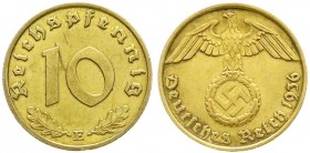 Klein/- und Kursmünzen
10 Reichspfennig Hakenkr., messingf. 1936-1939
1936 E. sehr schön