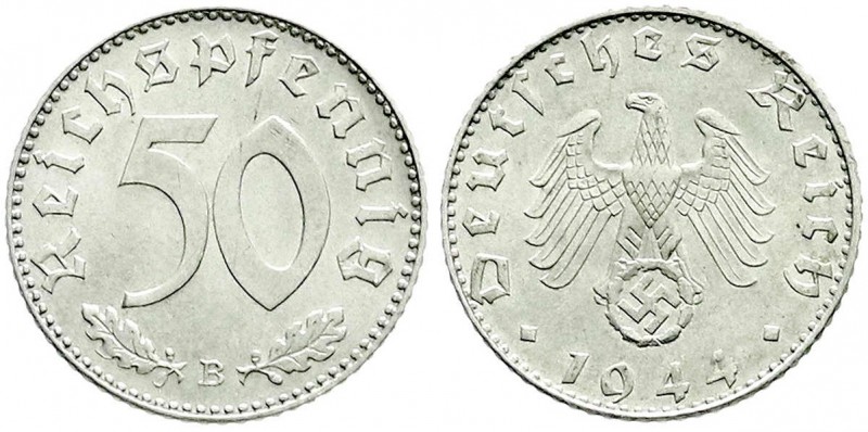 Klein/- und Kursmünzen
50 Reichspfennig, Aluminium 1939-1944
1944 B. fast Stem...