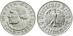Gedenkmünzen
5 Reichsmark Luther, 1933-1934
1933 E. gutes vorzüglich, min. Randfehler