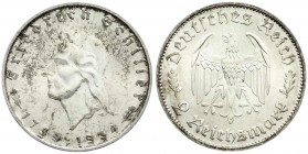 Gedenkmünzen
2 Reichsmark Schiller 1934
1934 F. fast Stempelglanz, Prachtexemplar, feine Patina