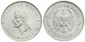 Gedenkmünzen
5 Reichsmark Schiller 1934
1934 F. vorzüglich/Stempelglanz, kl. Kratzer