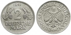 Kursmünzen
2 Deutsche Mark Ähren, Kupfer/Nickel 1951
1951 G. prägefrisch