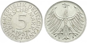 Kursmünzen
5 Deutsche Mark Silber 1951-1974
1957 F. vorzüglich/Stempelglanz