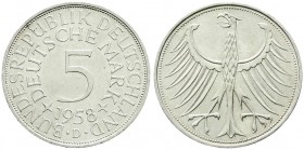 Kursmünzen
5 Deutsche Mark Silber 1951-1974
1958 D. fast Stempelglanz