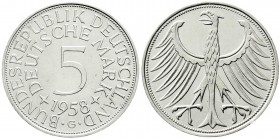 Kursmünzen
5 Deutsche Mark Silber 1951-1974
1958 G. prägefrisch