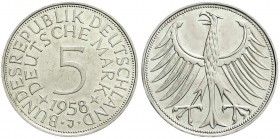 Kursmünzen
5 Deutsche Mark Silber 1951-1974
1958 J. gutes vorzüglich, selten in dieser Erhaltung