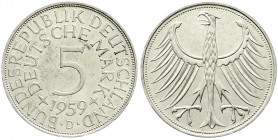 Kursmünzen
5 Deutsche Mark Silber 1951-1974
1959 D. prägefrisch