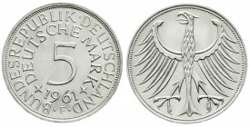 Kursmünzen
5 Deutsche Mark Silber 1951-1974
1961 F fast Stempelglanz, winz. Kratzer