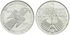 Gedenkmünzen
5 Deutsche Mark, Silber, 1952-1979
Germanisches Museum 1952 D. fast Stempelglanz, Prachtexemplar
