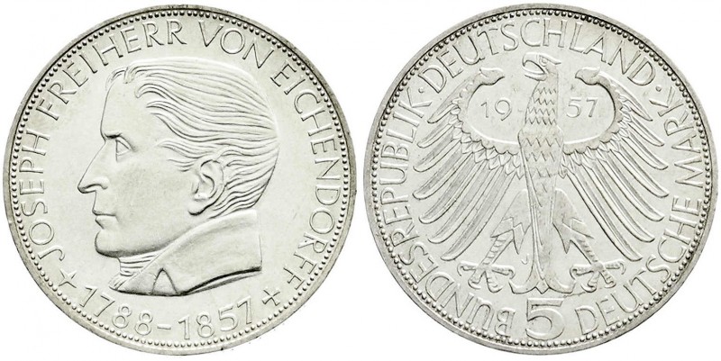 Gedenkmünzen
5 Deutsche Mark, Silber, 1952-1979
Eichendorff 1957 J. prägefrisc...