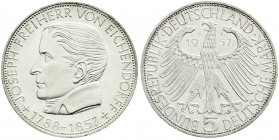 Gedenkmünzen
5 Deutsche Mark, Silber, 1952-1979
Eichendorff 1957 J. prägefrisch, kl. Kratzer