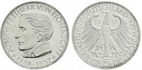 Gedenkmünzen
5 Deutsche Mark, Silber, 1952-1979
Eichendorff 1957 J. gutes vorzüglich, kl. Kratzer