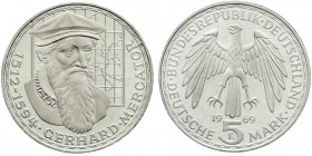Gedenkmünzen
5 Deutsche Mark, Silber, 1952-1979
Mercator 1969 F. Mit langem "R". prägefrisch